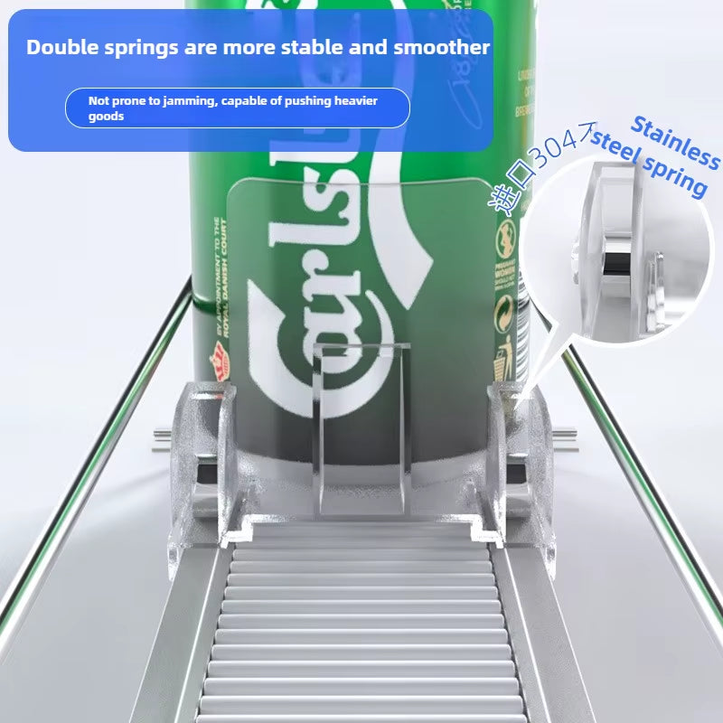 Automatic Soda Can Dispenser Retail Transparent Slide Rail Beverage Storage Organizer Rack Drink Spring Pusher for Fridge